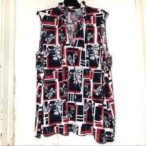 The Limited red white & blue retro print tank